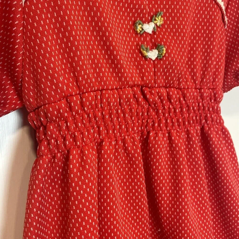 Vintage Sears And Roebuck Red Dress size 6  Size 10 Old School White Polk A Dot